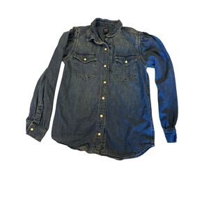 Gap Girls size 12, Jean  shirt, long sleeve pearl button